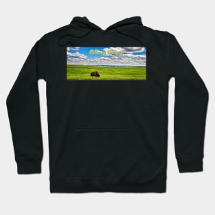 American Bison Grazing Billings County North Dakota Hoodie